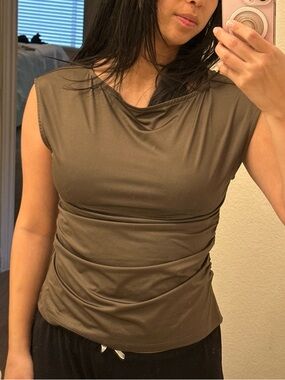 H&M Olive Draped Sleeveless Tank Top